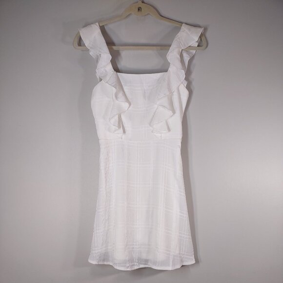 Showpo White Flowy Mini Dress, Size 2 - Picture 1 of 9